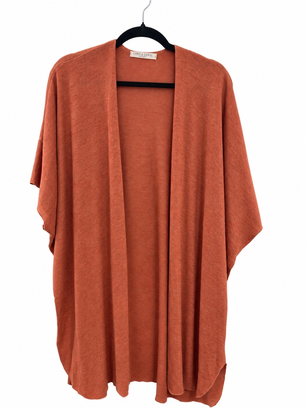 Chris & Carol Brick Rust Open-Front Draped Poncho Cardigan